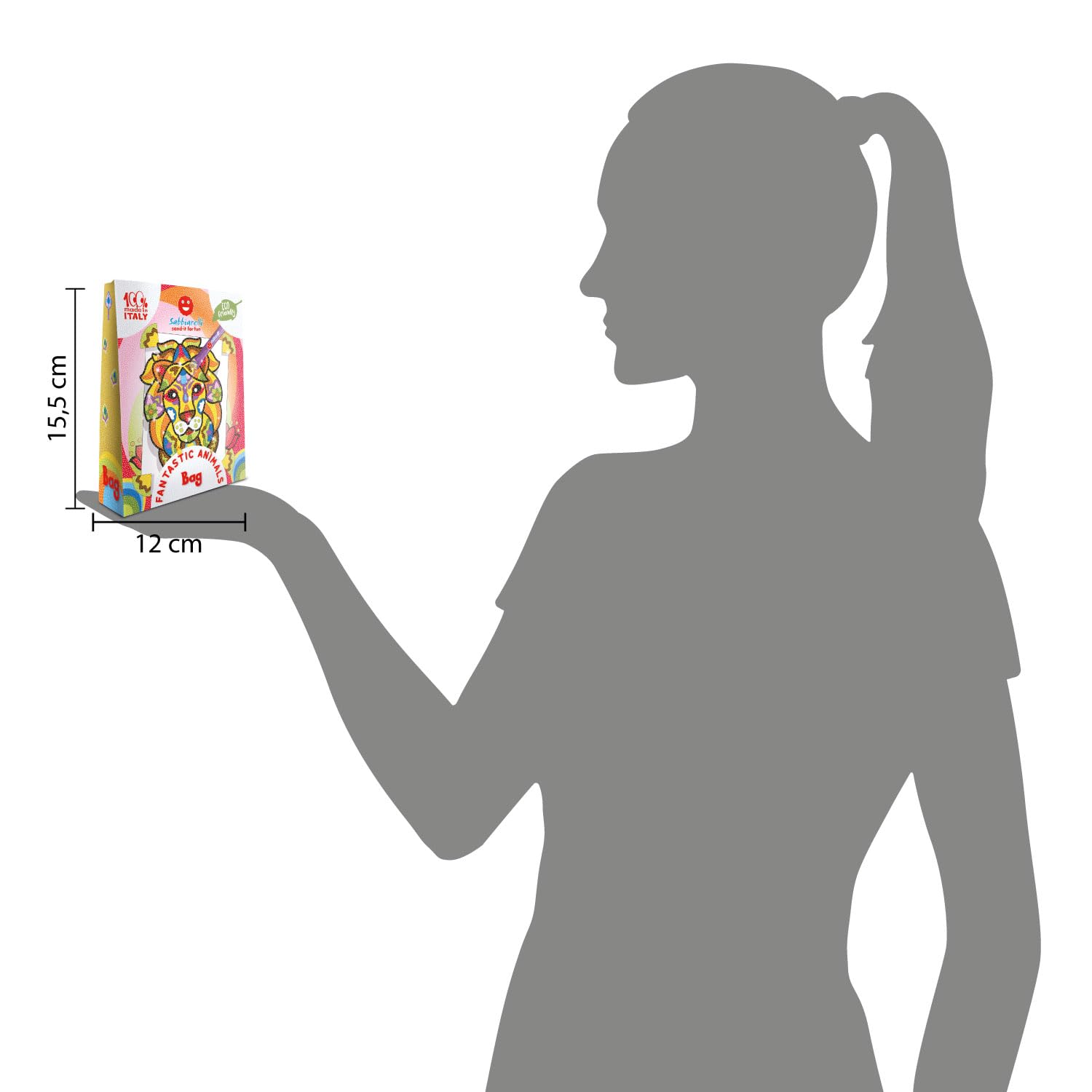 Sabbiarelli Sand-it For Fun - Bag Fantastic Animals - Mini Set Lavoretti Creativi: Colora con la Sabbia i disegni degli animali fantastici, 12 colori, Regalino Bambini Anni 8+