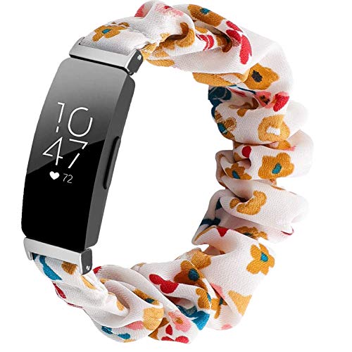 Miimall Compatible Fitbit Inspire/Inspire 2/Inspire HR Band Women Girls Elastic Pattern Scrunchies Bands Straps for Fitbit Inspire/Inspire 2/Inspire HR(Floral Butterfly)