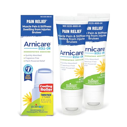 Boiron Arnicare Roll-On for Relief of Joint Pain Muscle Pain Muscle Soreness and Swelling from Bruises or Injury - Cooling Metal Roller and Fragrance-Free - 3 oz (2 Pack of 1.5 oz)