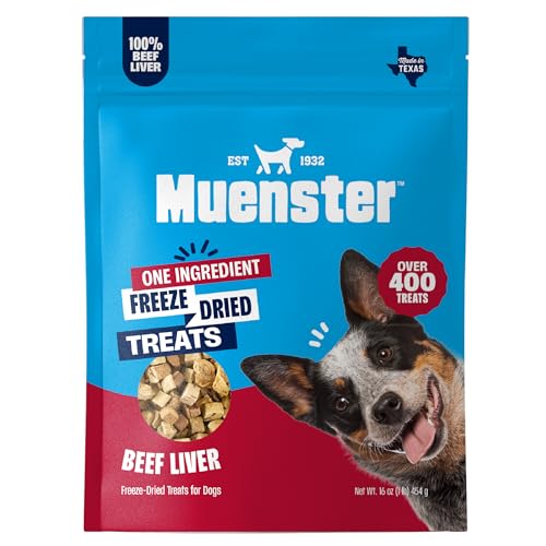 Muenster Freeze Dried Beef Liver Bites - Dog Treats, Mixer or Topper (16oz) - One Ingredient