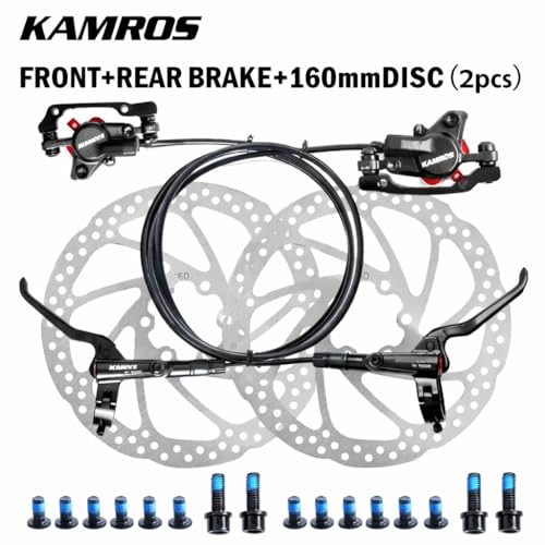 Image of kamros Hydraulic Brake Set for Cycle - Bicycle Brake Set for Front and Rear Wheel | Liver and Brake Set with Disc Plates for Bike | MTB Bike Hydraulic Disc Brake Set