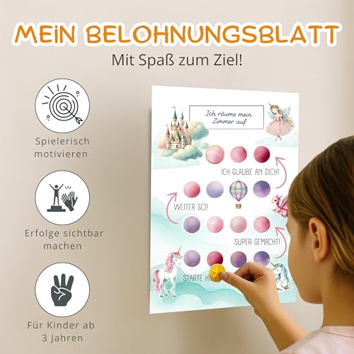 MINITALES Belohnungstafel Kinder – Belohnungssystem mit 10 Blättern & Stickern für Töpfchentraining, Routine & Aufgaben | Aufgabentafel & Routine Planer Kinder ab 3, 4, 6 Jahren