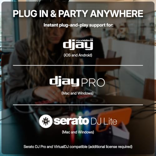 Image of Numark Party Mix III Bluetooth DJ Controller with Built-in Lights | Beat Assist, Smart Fader, 16 Pads, 2 Deck DJ Mixer, Stems Control, USB-C, Serato DJ Lite and Algoriddim djay Included