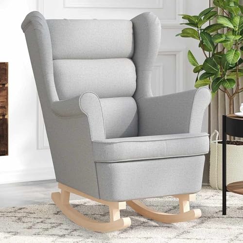 Tidyard Silla Mecedora de Tela Gris Nube 74x90x102 cm
