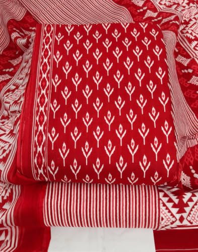 Image of DRAVINAM Trends Women's Premium Cambric Cotton Jaipuri Printed Unstitched Salwar Suit Dress Material with Mulmul Cotton Dupatta