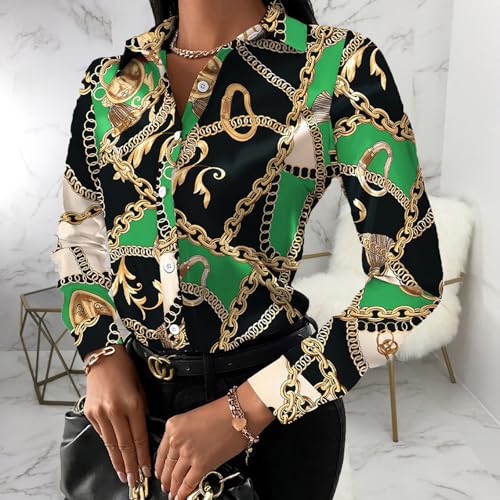 Women's Buchona Blouses Long Sleeve Floral Print Button Down Shirts, Loose Collar Sexy Tops for Everyday & Party Wear2
