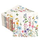 200Pcs Floral Paper Napkin Disposable Bathroom Napkins Guest Spring Flower Paper Napkins Decorative...