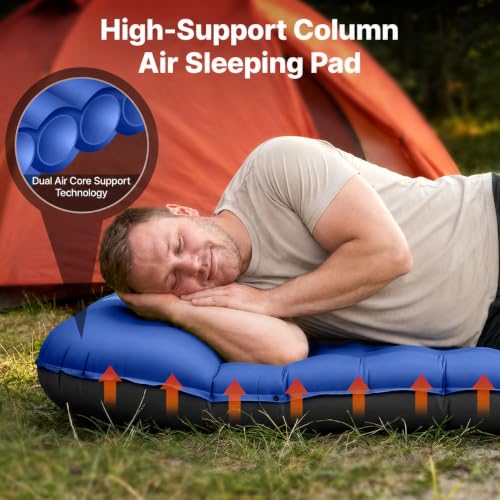 Image of OGERY Sleeping Pad, Ultralight Inflatable Sleeping Pad for Camping with Pillow Built-in Foot Pump, 6 inch Extra-Thick Reinforced Camping Mattress for Hiking, Backpacking, Tent