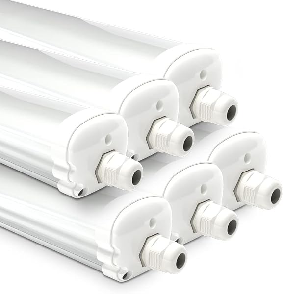 HOFTRONIC - Lot de 6 Réglette LED 120 cm - IP65 extérieur étanche - 36W 4230 Lumens - 4000K neutre blanc - Connectable - pour Cave, Garage, et l'entrepôt - Lampe Fluorescente LED étanche - 1