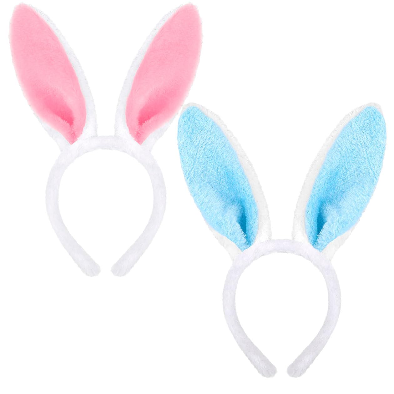 Bunny Ears Headband,2 Pcs Pink Blue Bunny Ears,Easter Party Bag Fillers Bendable Easter Bunny Ears,Rabbit Ears Party Favor Costume Accessory for Adults Kids Animal Ears Fluffy Easter Headband