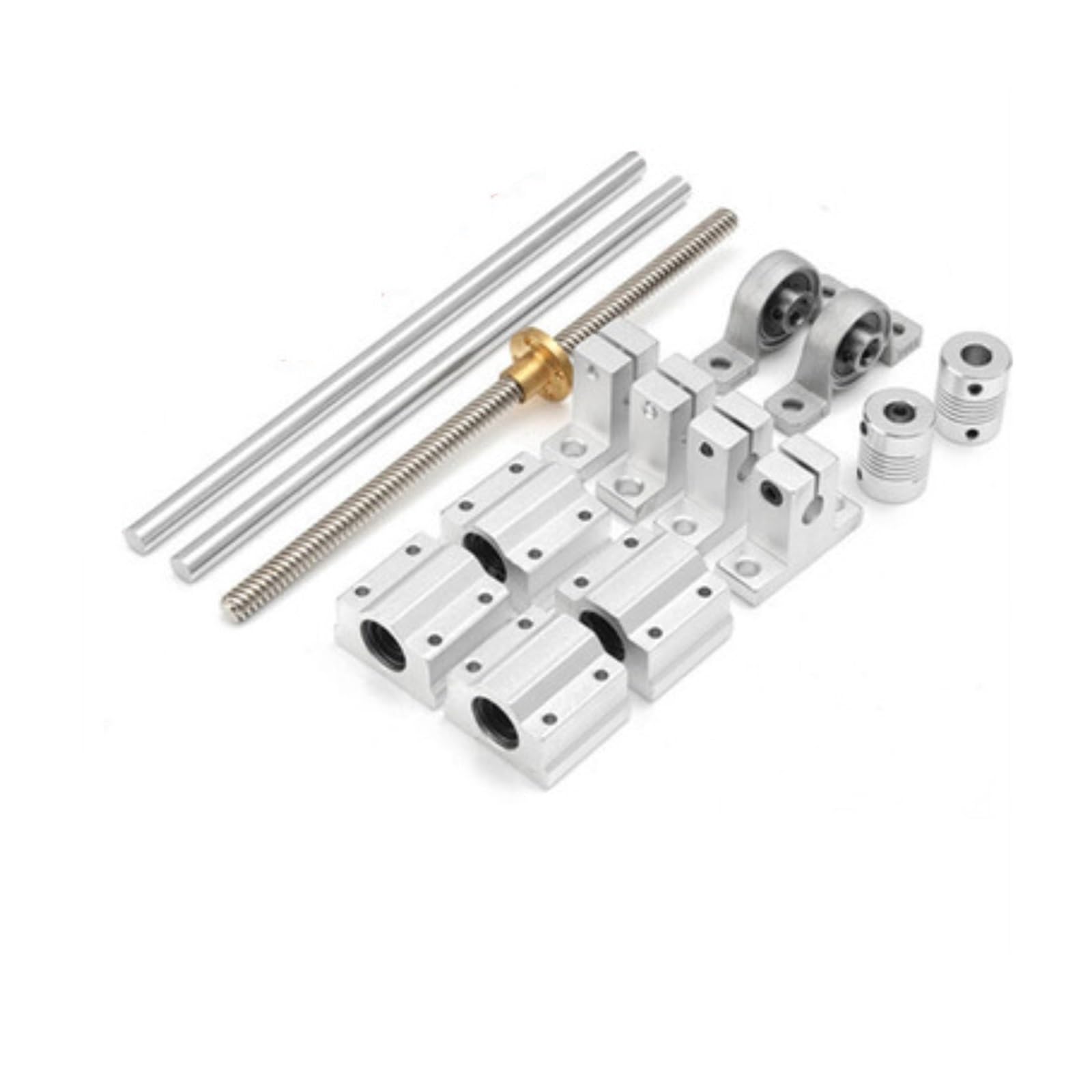 Guía de carril lineal, 15 Unids/set T8 Tornillo De Plomo 8-400mm DIY Eje Guía Óptico Cojinete Asiento Lineal Soporte Juego Tornillos Trapezoidales(8-250mm)