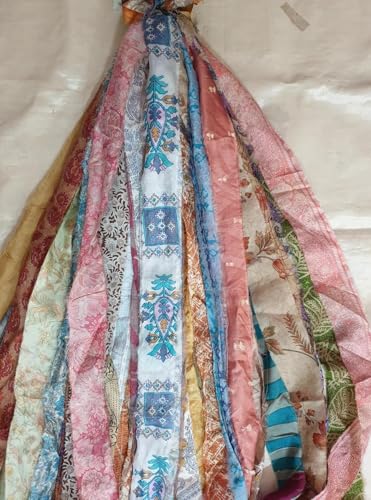 Image of 21 Yards Unstitched Sari Silk Yarn Ribbon Tassels SKEINS Muted Dull Shades Journal Scrapbook Craft Project Decor DLLNG (21 Yards)