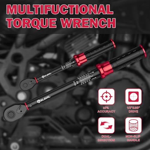 ALAIAL Torque Wrench 1/2 Inch and 3/8 Inch 20-220 Nm, 5-60 Nm Torque Wrench 12-Piece Set including Extension - Image 3
