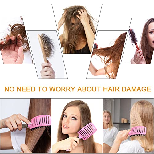 Pop Magic Detangling Hair Brush for Women and Kids Boar Bristle Paddle Brush for Blow Drying Wet Hair, Long, Thick, Curly - Image 2