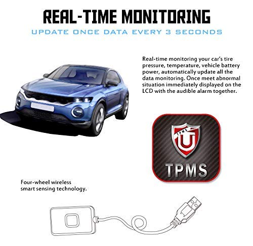 3T6B Car Bluetooth TPMS Tire Pressure Monitoring System Phone APP Monitoring with 4 External Sensors for Car