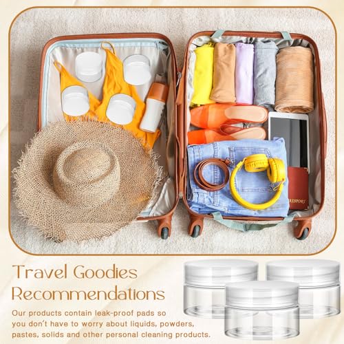 Image of Patelai 4 Pcs Plastic Jars Wide Mouth with Lids,1 Ounce,Clear | Travel Size for Creams Oils, Clear Round Storage Cosmetics Containers, Leak Proof Screw on Lids for Makeup Beauty DIY