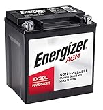 Energizer TX30L AGM Motorcycle and ATV 12V Battery, 385 Cold Cranking Amps and 30 Ahr, Replaces: TX30L and others, Black