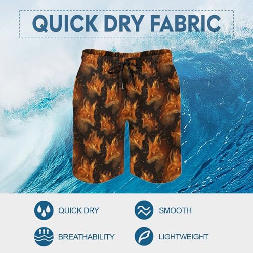 Hawaiian Shorts for Men - Comfy Cool Fox Fire Print Mens Swim Trunks Bathing Suits with Mesh Lining4