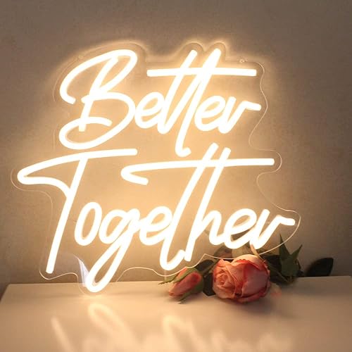 Miniatura 5 de DAKABUKA Better Together - Letreros de neón LED de neón blanco cálido para decoración de pared de despedida de soltera, fiesta de compromiso,