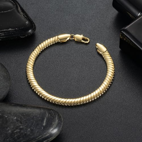 14K Gold Bracelets for Women Smooth Snake Gold Chain Bracelet for Both Men and Women Stackable Bracelets Jewelry Gifts 6.5-9 Inches3
