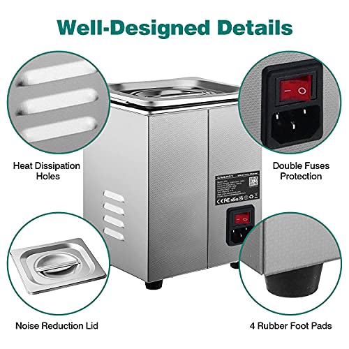 SWAREY 2,5L Ultraschallreinigungsgerät 40KHz 100W Ultraschallreiniger mit Heizung Timer für...