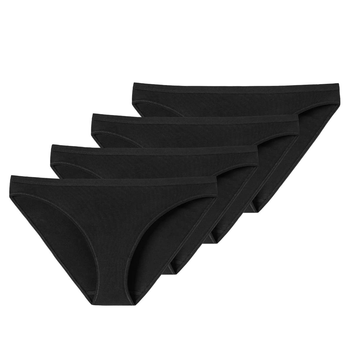 Ropa interior para mujer, 2 unidades, algodón orgánico, 95/5, 4 x negro, 38