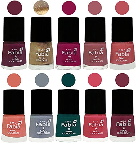 Image of ALL IN ONE (PACK OF 10), Long Lasting Glossy Nail Polish, 6 ml Each, All Vibrant Colours,01900