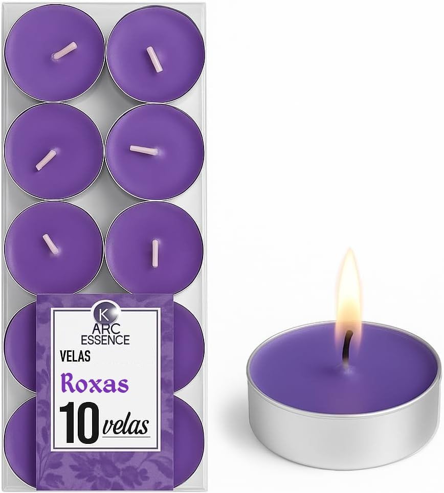 Kit 10 Velas Rechaud Roxas, Elegantes e Decorativas, Ideal para Jantares Românticos, Festas, Casamentos (Roxas)