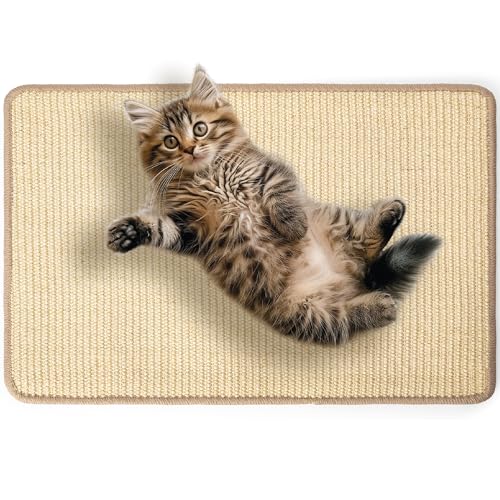 SHOPPALOPET - Tappeto Tiragraffi Gatti, Protezione Graffi Divano, 60x40, Strappo Adesivo Proteggi poltrona, Gioco Per Gatti, Sisal Naturale - Marrone Chiaro