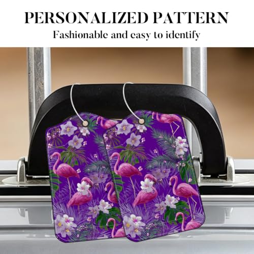 Image of Flamingo Luggage Tags 2 Pack, PU Leather Privacy Flap