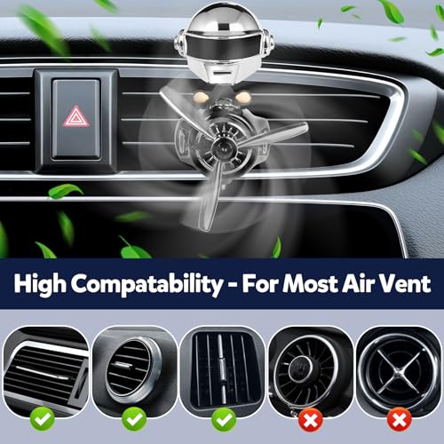 Image of Bear Pilot Car Fresheners Vent Clip Cute Teddy New Car Scent Automotive Air Fresheners Cartoon Air Outlet Aromatherapy Ornament Valentine's Gifts for Him Her Friends, Families (Silver)