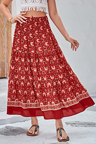 Image of CFLONGE Summer Maxi Skirts for Women 2026 Trendy Floral A Line Boho Skirt