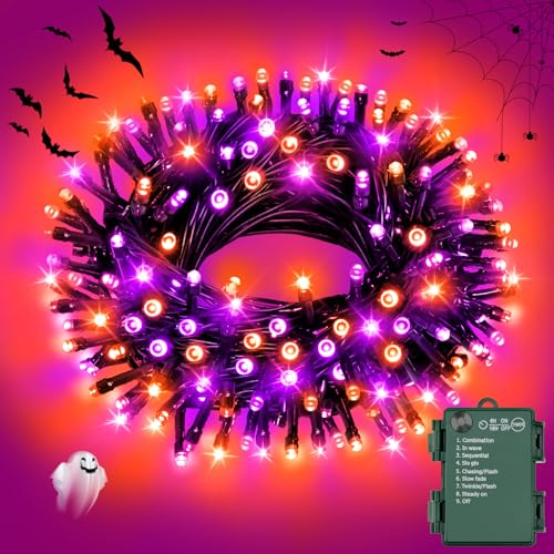 FFZZKJ Halloween Lichterkette Batterie mit Timer 8 Modi Wasserdicht...