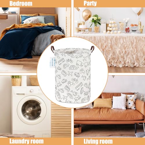 Image of Laundry Hamper Fabric Organizer Collapsible Basket Vehicle | Waterproof Storage Bin Kids Toy Clothes Baskets for Gift Children Nursery Bedroom Bathroom
