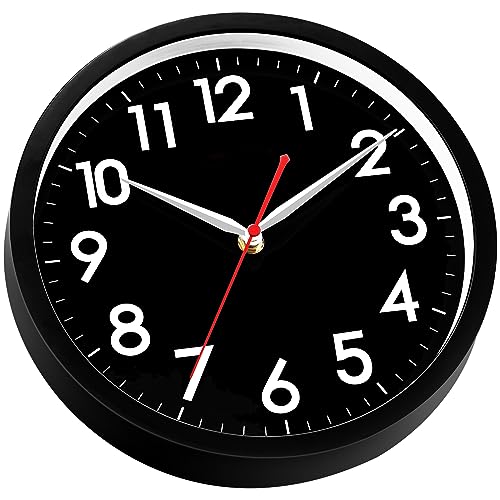 Image of AKCISOT Wall Clock Modern Black Silent Non Ticking Wall Clocks Battery Operated 12 Inch, Small Analog Classic Clock Decorative for Bedroom, Kitchen, Home Office, Bathroom, School, Living Room