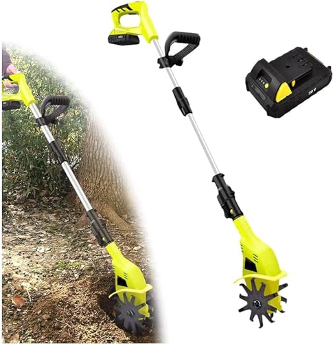 ELzEy Motoazada eléctrica Rotocultivador eléctrico inalámbrico portátil con batería Recargable de 5200mAh y Cargador, cultivador eléctrico con Operador a pie reexcavación de Hierba o Mezcla de Suelo