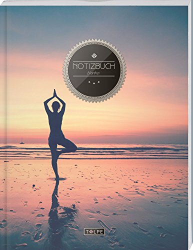 TULPE Blanko Notizbuch A4 „C139 Yogaübung“ (140+ Seiten, Vintage Softcover, Seitenzahlen, Register, Weißes Papier - Dickes Notizheft, Skizzenbuch, Zeichenbuch, Blankobuch, Sketchbook) Cover