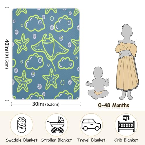 Custom Ocean Animal Starfish Chartreuse Gray Small Blankets Cozy Custom-Made Tigers Name Blanket for Newborns, Infants, & Toddlers 30x40in artículos para Bebes recien nacidos3