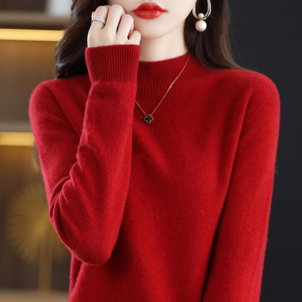 100% Merino Wool Sweaters Women's Fall Winter Warm Soft Knitted Loose Pullover Turtleneck Long Sleeves - Image 6