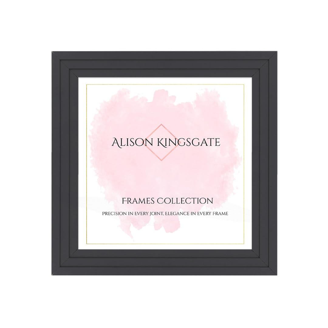 Alison Kingsgate Step 15X15CM Dark Grey Picture Frames - Engineered Wood Photo Frame with Shatterproof Perspex - Suitable for Wall Hanging or Tabletop Display - Available Sizes A0 to 100X90CM