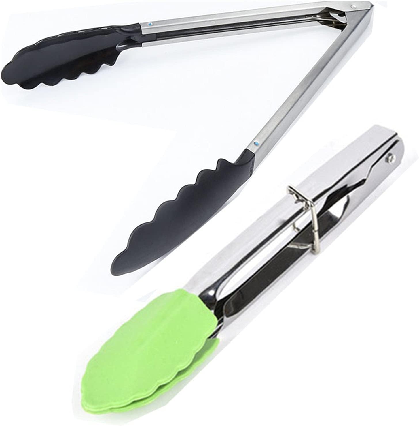 Food Grilling Tongs-Silicone Salad Bread Serving Tongs Non-Stick Kitchen Barbecue Grilling Cooking Tong Kitchen Accessories (Color : Black)