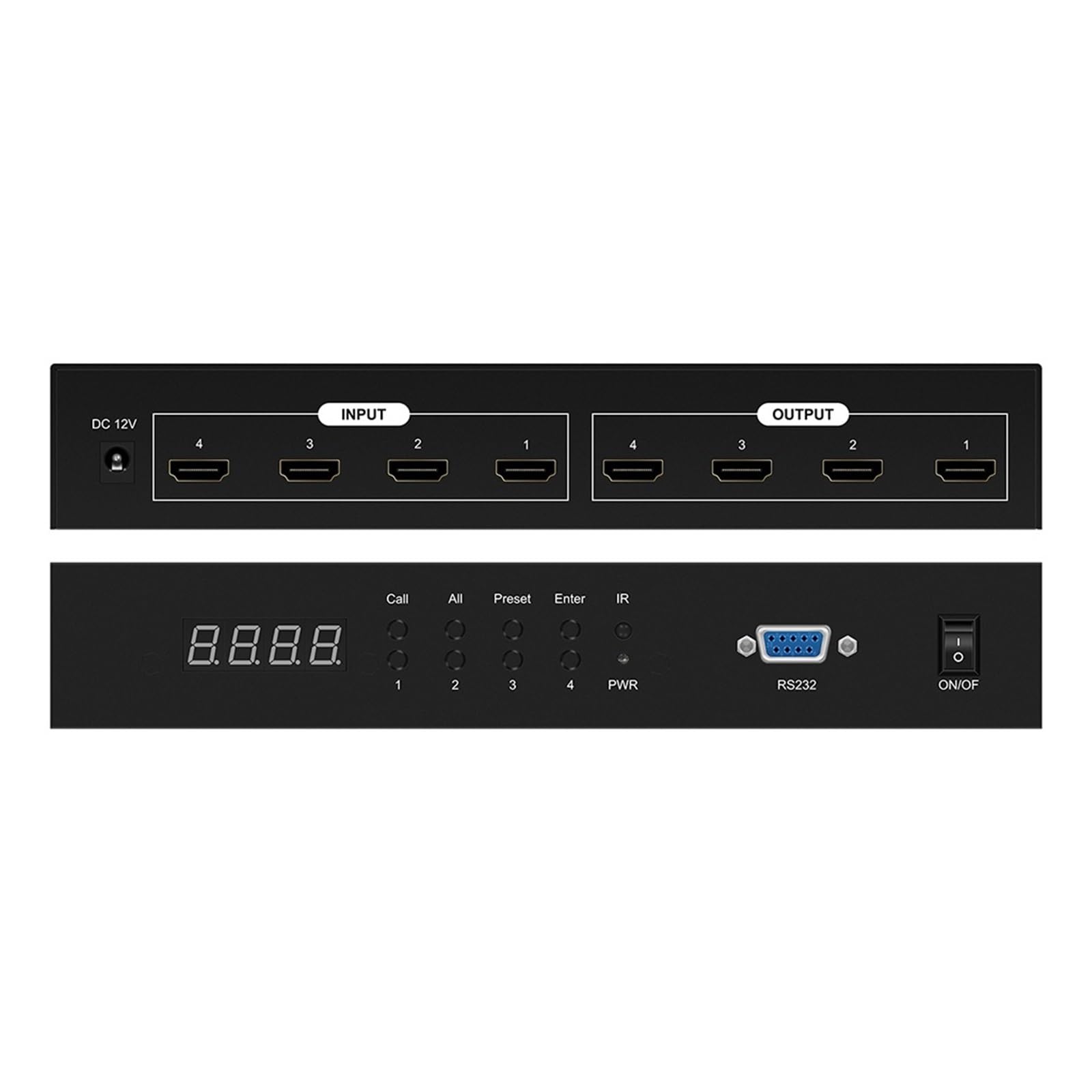 Video Switcher Switch matrice HMI 4x4 4 ingressi 4 uscite 4K@30Hz Switcher con montaggio su rack e supporto convertitore splitter 4Kx2K@30HZ Trasmissione veloce e stabile