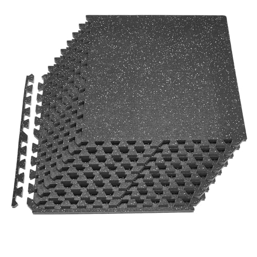 VEVOR Esterilla Puzzle 12 Piezas de 610 x 610 x 20 mm, Suelo Gimnasio de Goma EVA, Colchoneta de Ejercicios Alta Densidad con Puntos Grises Antideslizante Antiruido Antigolpe para Casa, Equipo Pesado