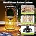 KOOPER Solar Lantern Outdoor Lights, 2 Pack Bright Hanging Solar Lanterns Outdoor Waterproof with Handle, Decoration Rattan Lanterns for Outside Hanging Garden Patio Yard Porch Trees Lawn Pathway Gift