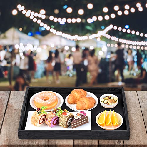 Akkajj Bamboo 3 Pack Serving Tray Kitchen Food Tray With Handles Serving Platters Tray Great For Dinners Party,Tea Bar, Table Breakfast Snack #TOP6