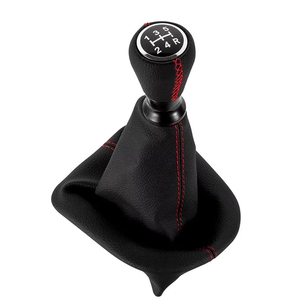 YDXHERTA for Peugeot 207 307 406 for Citroen C3 C4 C5 Leather Gear Shift Knob Lever Shifter Stick Gaiter Boot Collar Case Auto Parts(Red Case)