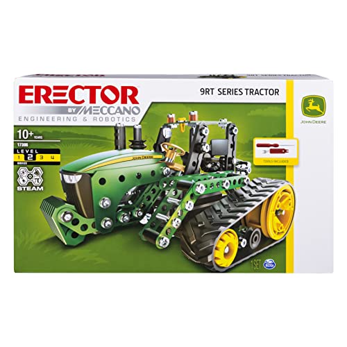 MECCANO Erector, John Deere 9RT Series Tractor Building Set, Stem Engineering Education Toy for Ages 10 & Up