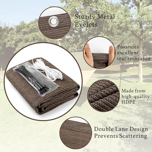 Voile d'ombrage 155x275 filet résistant protection UV 95% bâche balcon marron