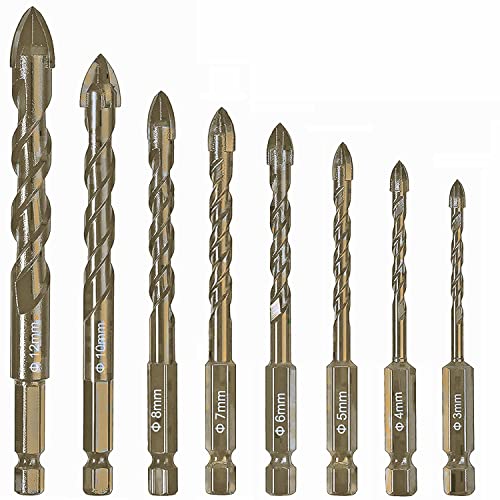 Kimlonton8個入りセッ ト ガラスドリルビット 六角軸 タイル 穴あけドリルビット 超硬四刃ドリルビット3mm 4mm 5mm 6mm 7mm 8mm 10mm 12mm 陶器・ガラス・タイル用ドリルビット Kimlonton8個入りセッ ト ガラスドリルビット 六角軸 タイル 穴あけドリルビット 超硬四刃ドリルビット3mm 4mm 5mm 6mm 7mm 8mm 10mm 12mm 陶器・ガラス・タイル用ドリルビット