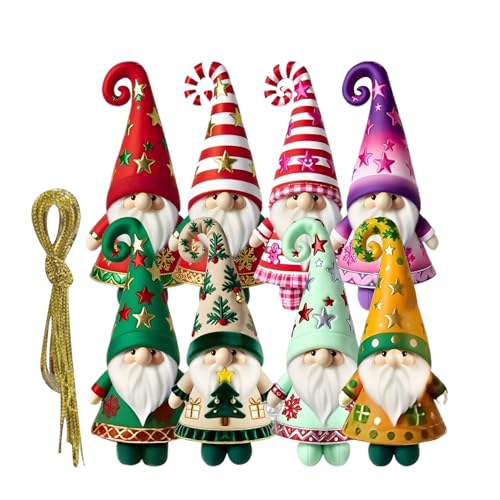 Genérico Decoración de Madera para Navidad - 8 Unidades Festivos | Figuras de Gnomos para Decoración de Invierno,para Celebraciones para Exterior E Interior para Ramas Paredes Ventanas